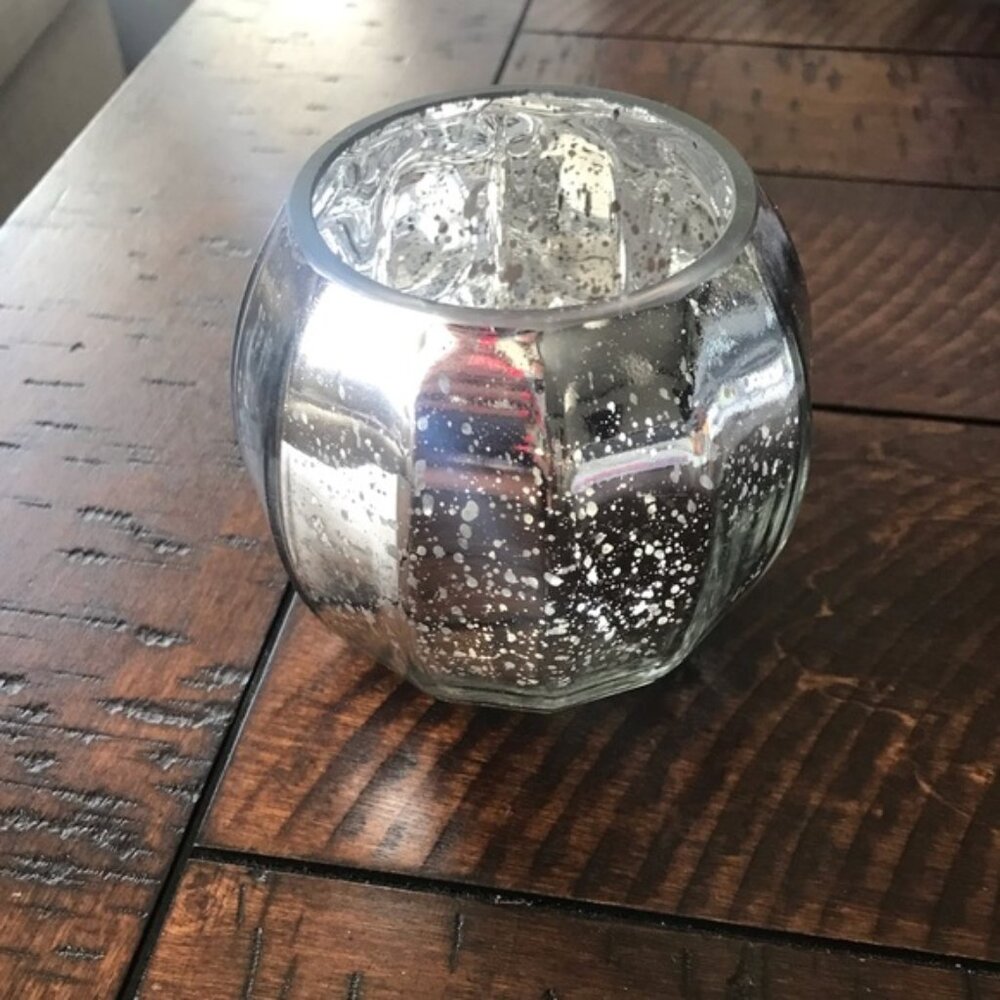 Speckled Silver Glass Votive Candle Holder